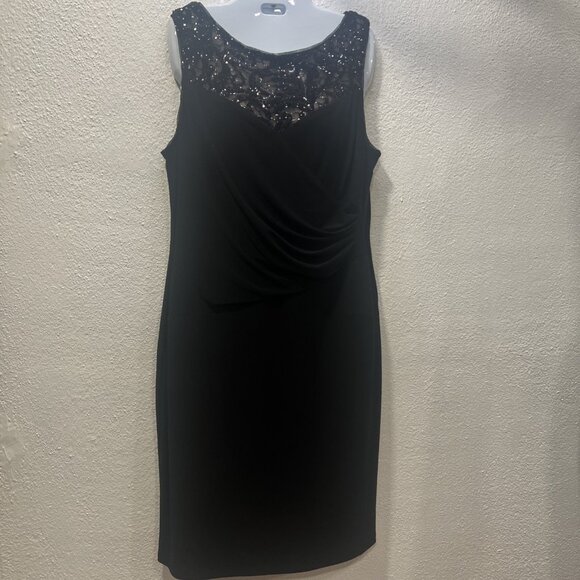 Lauren Ralph Lauren Sleeveless lace sequined Ruched  Dress Sz 16 Dress Wedding - Picture 1 of 10